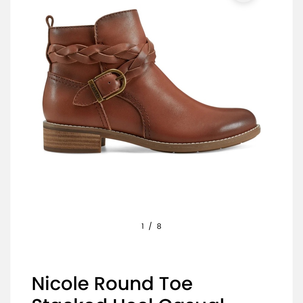 Earth Brown Ankle Boots with Braided Strap